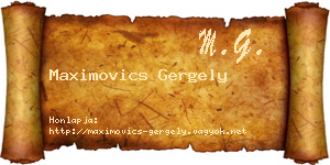 Maximovics Gergely névjegykártya